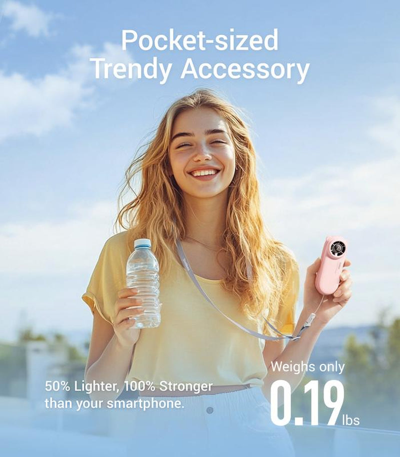 Powerful Portable Turbo Fan - 4000mAh USB Rechargeable Handheld Fan with 5 Speeds, Up to 16 Hours of Cooling for Travel, Summer, and Outdoor Use (Pink)