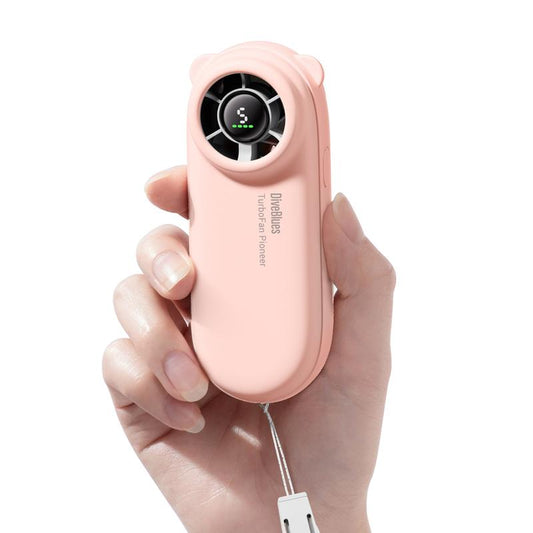 Powerful Portable Turbo Fan - 4000mAh USB Rechargeable Handheld Fan with 5 Speeds, Up to 16 Hours of Cooling for Travel, Summer, and Outdoor Use (Pink)