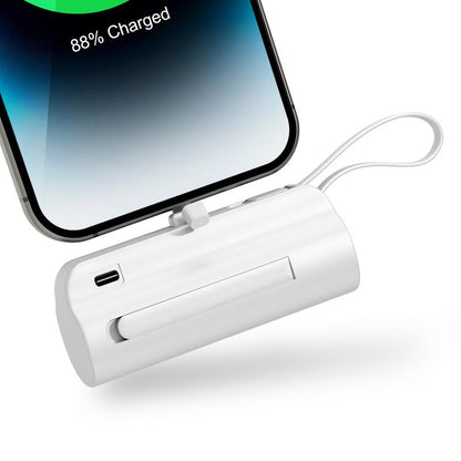4500Mah Mini Power Bank with Built in 2 Cables & Lanyard - Ultra Compact Portable Charger Iphone,Android , Phone Holder, Charging Chargeable Black Smartphone Accessories