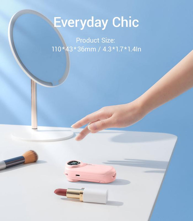 Powerful Portable Turbo Fan - 4000mAh USB Rechargeable Handheld Fan with 5 Speeds, Up to 16 Hours of Cooling for Travel, Summer, and Outdoor Use (Pink)