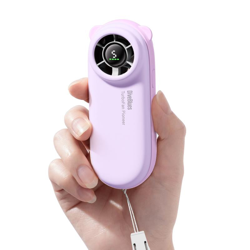 Powerful Portable Turbo Fan - 4000mAh USB Rechargeable Handheld Fan with 5 Speeds, Up to 16 Hours of Cooling for Travel, Summer, and Outdoor Use (Pink)