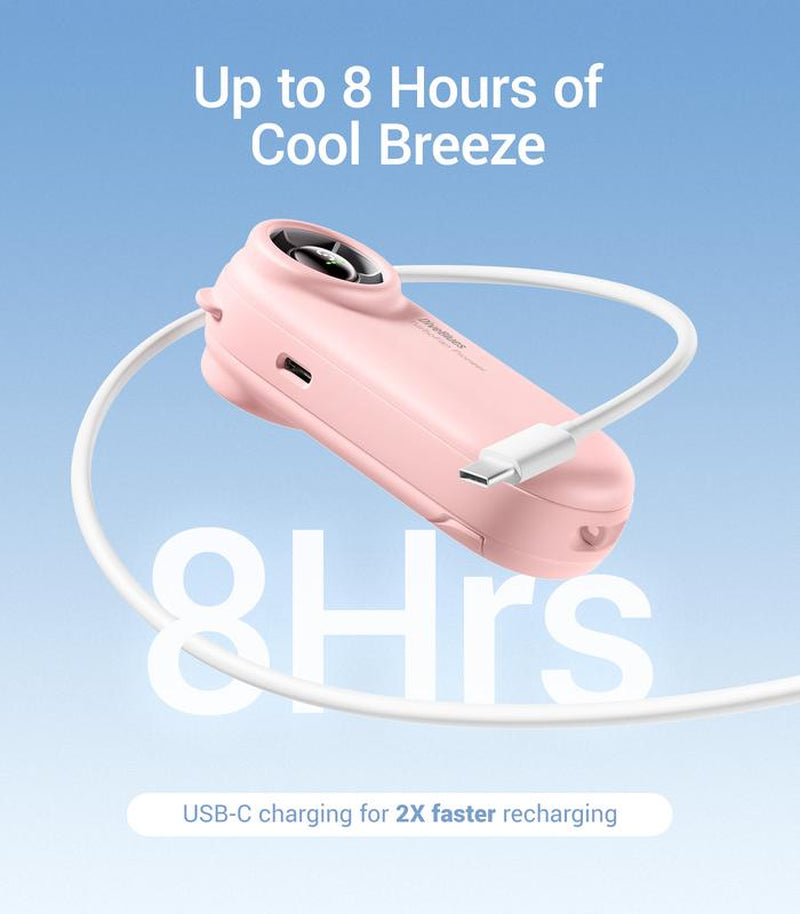 Powerful Portable Turbo Fan - 4000mAh USB Rechargeable Handheld Fan with 5 Speeds, Up to 16 Hours of Cooling for Travel, Summer, and Outdoor Use (Pink)